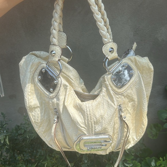 Guess Y2K Signature bag cream with silver tone hardware snake skin - Picture 3 of 10